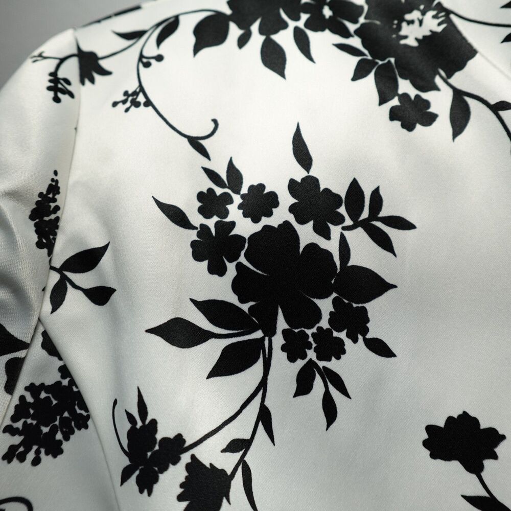 Dressbarn Oriental Jacket Womens Sz 14w Asian Style White w/ Black Floral Lined - Picture 16 of 16